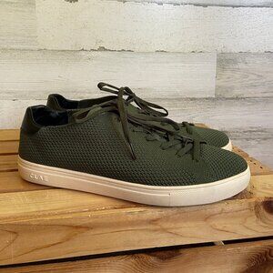 CLAE Men's Size 11 Bradley Recycled Knit Sneakers Olive Green Lace Up